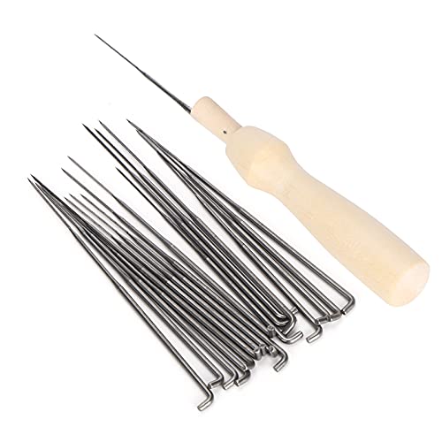 18 Stainless Steel Felting Needles Complete with Wooden Handle Bottle, Efficient Needle Replacement Replacement of Old Accessories Toy Craft Household DIY Tool