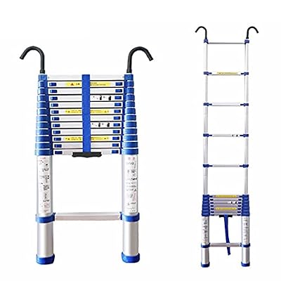 GenSDH Aluminum Telescoping Ladder with Hook, 8m/ 7m/ 6m/ 5m/ 4m/ 10FT/ 2m/ 1m Tall Telescopic Extension Ladders for Home Loft Outdoor Work, 330 Pound Capacity,1.5m/5ft