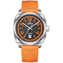 marvin Swiss Mens Watches Automatic Mechanical Watch for Men with Rubber Strap,50M Waterproof,42MM Sapphire Glass Black Dial Luxury Mens Wrist Watches