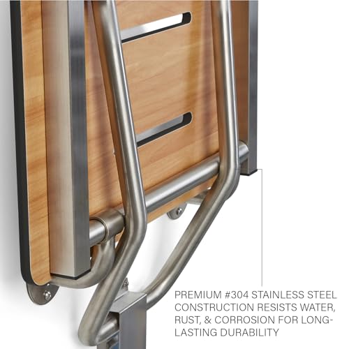 18" x 15" Teak Folding Wall Mount Shower Seat Bench, ADA Compliant by Seachrome - Image 5