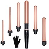 Interchangeable Curling Iron Wand Curler - 6 In 1 Curling Wand Set for Hairstyle, Professional Hair Curler with Temperature Control,Instant Heat Up