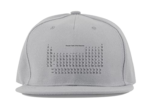 Casquette tableau périodique en coton gris visière plate fullcap pour scientifique nerd