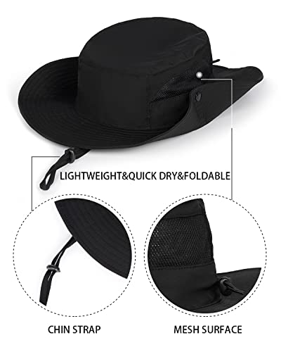 Zylioo 2Xl Oversized Upf50+ Summer Boonie Hats,Adjustable Fishing Sun Hat For Big Heads,Large Breathable Cooling Hat Black #TOP1