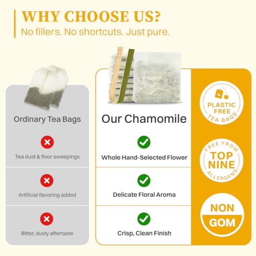 SKMTT Chamomile Tea Bags, 60 Count (2g/bag) - Premium Chamomile Flower Herbal Tea for Relaxation, Caffeine Free & Non-GMO, No Additives — view 4