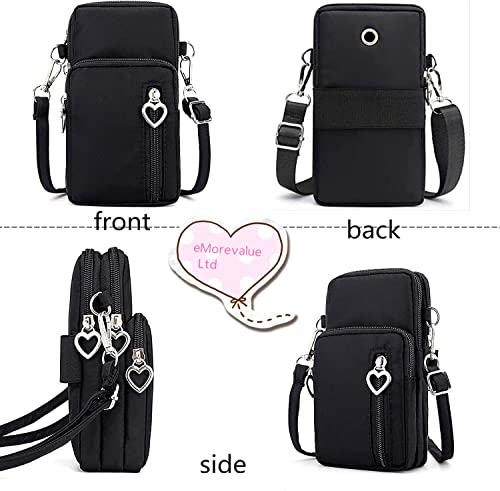 Emorevalue Phone Purse For Samsung Galaxy S23 S22 Ultra/Plus, S21 S20 Ultra/Fe, Note 20 Ultra, A14 5G, A13 5G, A53 5G, A42 5G, A02S A03S A04S A12, Iphone 14 13 Pro Max Crossbody Bag Pouch (Black) #TOP1