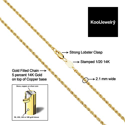 Kooljewelry KGFRP210-20LC Solid 14K Yellow Gold Filled Rope Chain Necklace thumb #2