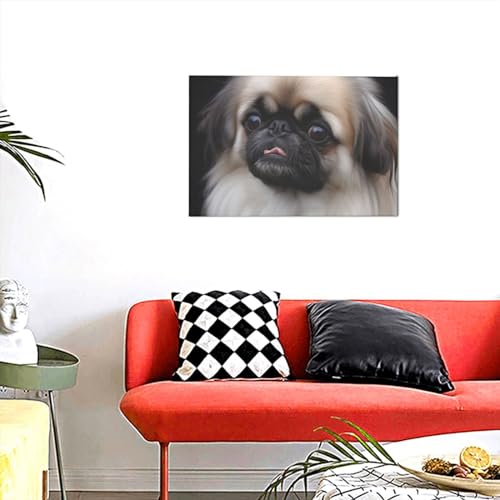 Toile murale moderne chien pékinois tableau décoration salon chambre coucher cuisine 30x45