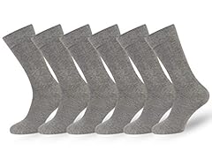 6 Pairs, Solid, Gray Melange
