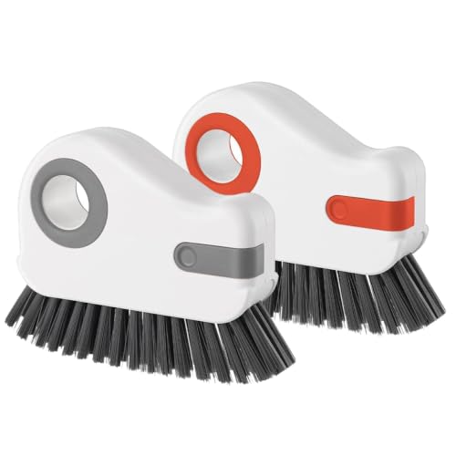 Image of 2 in 1 Window Track Cleaning Brush Tools (2 pcs) | Hard Bristle Crevice Cleaning Brush with Hidden Scraper, Groove Cleaning Brush for Sliding Door Track, Window Sill
