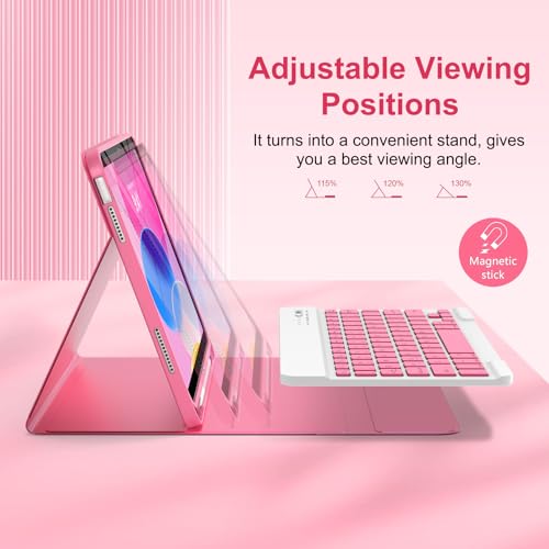 Image of MMK for iPad 11th 10th Generation Case with Keyboard (2022, 10.9 inch), Wireless Detachable Keyboard, Pencil Holder for iPad 11 inch (A16 2025), 10th Gen (10.9 Inch 2022)-Watermelon Red