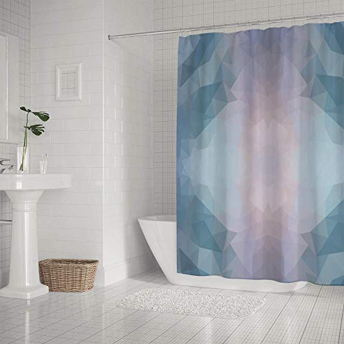 Rideau de douche polyester imperméable 182x182 cm bleu à motifs triangles