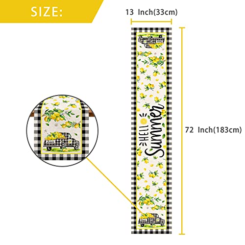 Pinata Summer Lemon Table Runner 72 Inches Long X 13 Burlap Linen Home Kitchen Decor Party Black White Buffalo Plaid Check Truck Holiday Seasonal Coffee Dining Rustic Farmhouse Yellow Summer Table Runners thumb #1