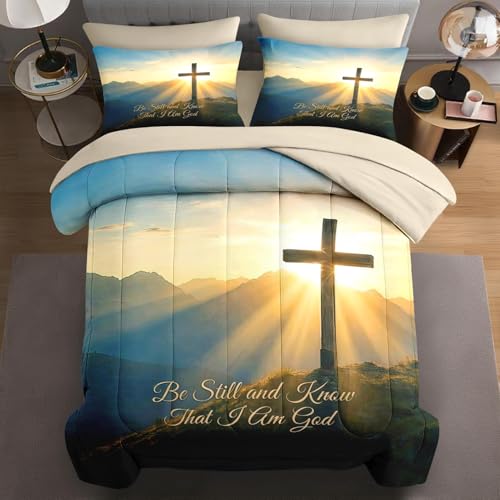 Full 7-Piece Cross Bible Bedding Set