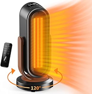 jialexin Electric Heater,fan heater with All-round 165° Oscillating,PTC Ceramic Heater with Thermostat,Remote Control,1500W energy efficient electric heater for Home Office Bedroom-Black