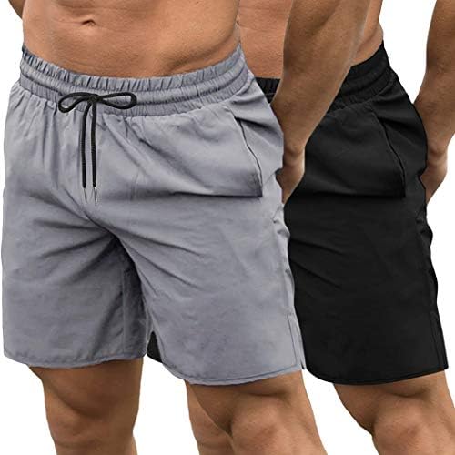 COOFANDY Men's 2 Pack Gym Workout Shorts Quick Dry Bodybuilding Weightlifting Pants Training Running Jogger with Pockets (Black/Grey, Small)