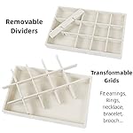 Set of 4 Stackable Jewelry Trays Organizer, Velvet Earring Organizer, Jewelry Organizer Showcase Display Drawer Organizer Storage, Earring Holder Necklace Bracelet Ring Accessary Organizers (Beige) - Image 5