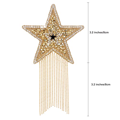 Iron On Patches Diy Rhinestone Star Applique Repair Patch For Clothes Dress Pants Jeans Hats Bags Clothing Embellishment (2 Gold Stars+2 Silver Stars) #TOP1