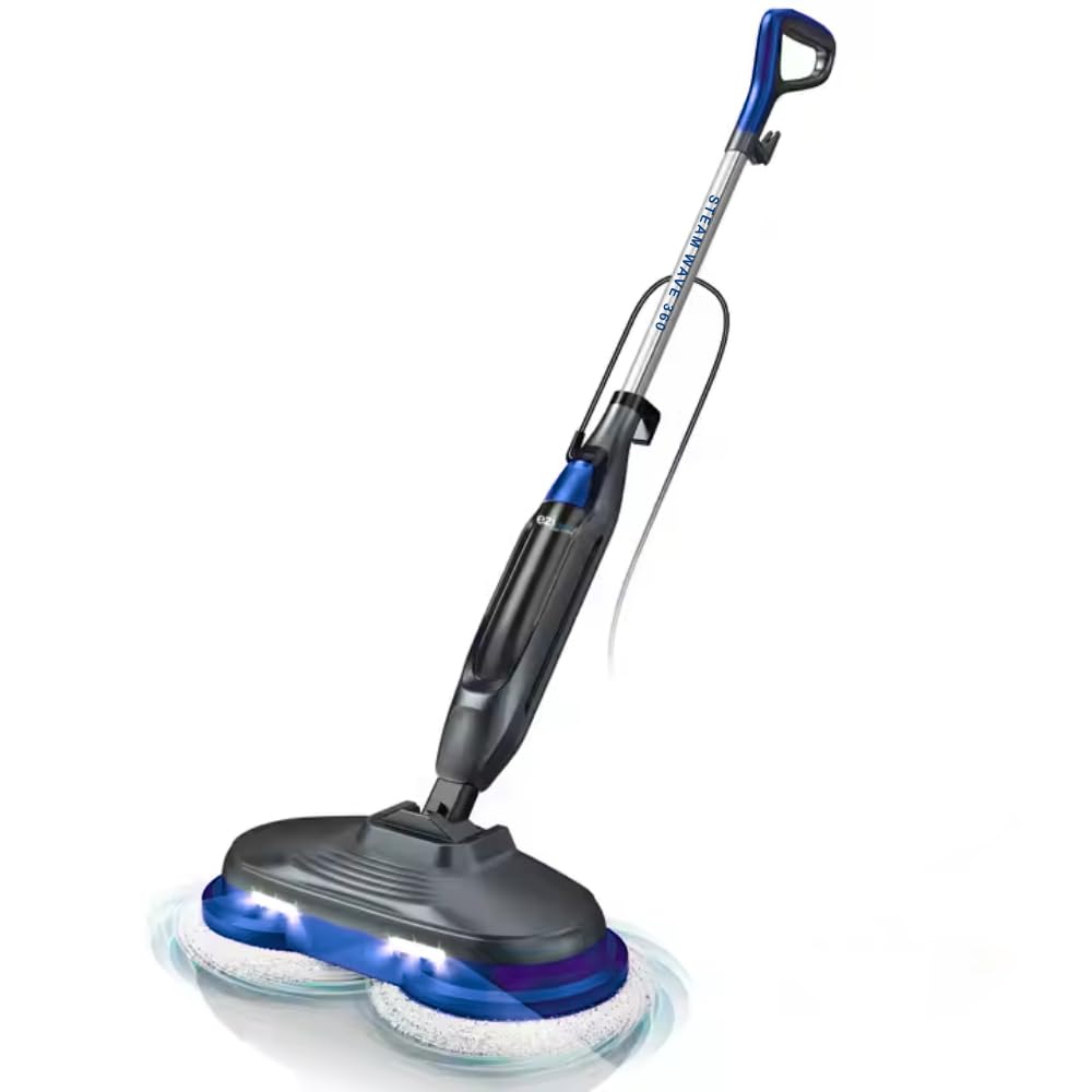 EZICLEAN Balai 2 en 1 : Nettoyeur Vapeur/Cireuse de Parquet Steam Wave 360