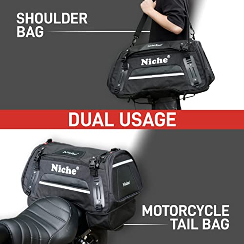 Alforja Niche para motocicleta de 60L con cubierta impermeable de lluvia neón y ribete reflectante, ajuste universal para motos deportivas y touring miniatura 5