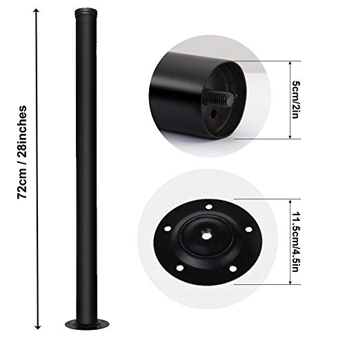 28-inch Adjustable Metal Table Legs, Suitable for Office Desks, Dining Tables & Chairs, Furniture, or 4-Piece Sets (28in, Black)