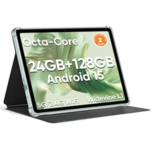 Tablet Android 15 de 10.1 pulgadas, 24 GB de RAM 128 GB ROM 2 TB Expand, procesador Octa-core, 2 años de protección, pantalla táctil HD IPS de 1280 x 800, GPS, WiFi 6, BT5.0, cámara dual