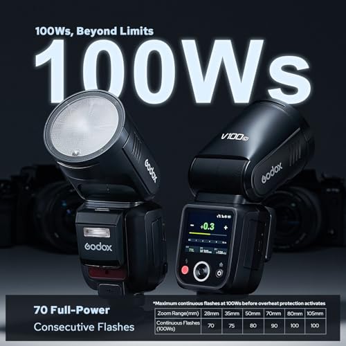Image of Godox V100-C 100Ws Touchscreen Camera Flash Speedlite for Canon, Detachable Sub Flash, USB-C Charge Battery, 2.4G X Wireless HSS TTL Flash for Canon R5 R6 R6II R7 R8 RP R R50 M50 90D 6D 7D 5DMarkIII