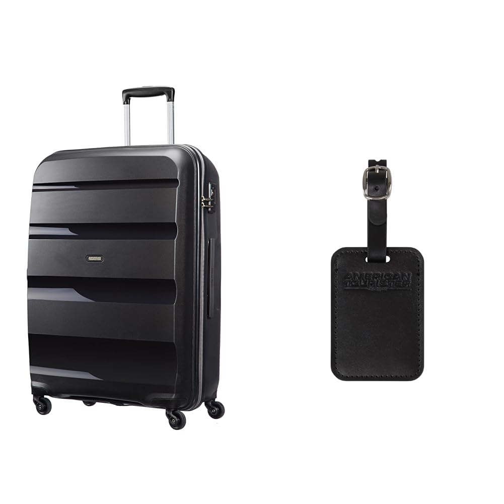 American tourister Bon AIR spinner L maleta 75 cm negra con etiquetas para equipaje, black