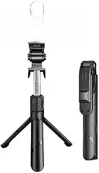 Bastão Pau de selfie Tripé Retrátil Com Luz LED Controle Bluetooth Celular(Monocromático)