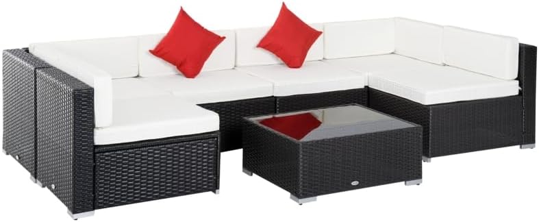 Outdoor Furniture Set, Outdoor Furniture,Patio Conversation Sets,7-Piece PE Rattan Patio Furniture Outdoor Dining Conversation Sectional Set with Coffee Table, Lounge Wicker Chairs