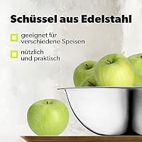KADAX Edelstahlschüssel, Rührschüssel, Salatschüssel mit hohem Rand, Multifunktionsschüssel, Servierschüssel, Edelstahlschüssel für Küche, Salat, Teig, Rund (Ø 22 cm) – Ansicht 3