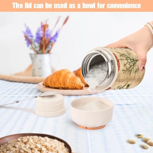 Termo de comida caliente de amapola vintage de 500 ml con cuchara plegable 7