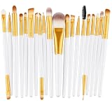 Glamza 20pc Professional White Face Foundation Eye Brow Lip Blending Makeup Brushes Set