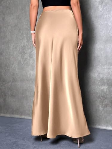 Women's Flowy Trendy Skirt Solid Color High Waist Elegant Long Skirt2