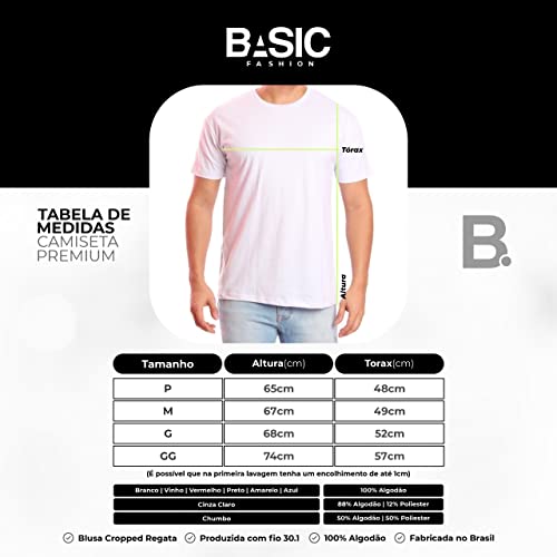 Camiseta Masculina Lisa Algodão Qualidade, Tamanho GG