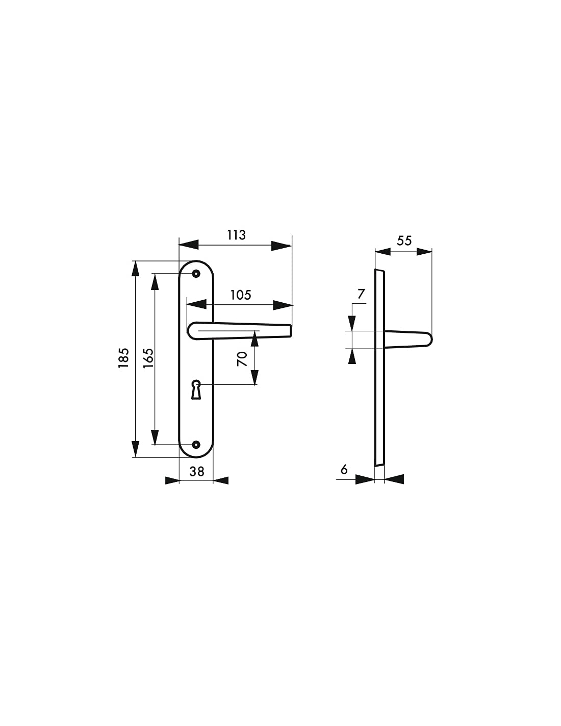 THIRARD - Ensemble de Poignées pour Porte Intérieure - Trou de Clé - Carré 7 mm - Entr'Axes 165 mm - Finition Anodisé Couleur F2 - Usage Porte de Chambre - Jaune/Doré