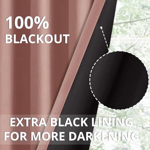 Image of Cloth Fusion 100% Blackout Door Curtains 9 Feet Long Set of 2 with Blackout Lining, Double Layer Room Darkening Parda with Stainless Steel Grommets for Home Decor (9x4 Feet, Mauve)