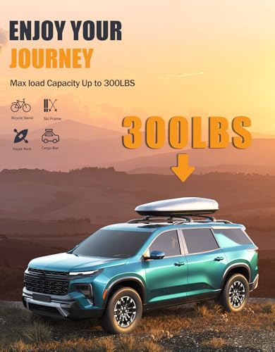 Image of KINGGERI 300lbs Lockable Roof Rack Cross Bars Compatible with Chevy Chevrolet Traverse 2022 2023 2024 2025 2026 with Raised Side Rails, Heavy Duty Aluminum Roof Rails Crossbars Luggage Accessories