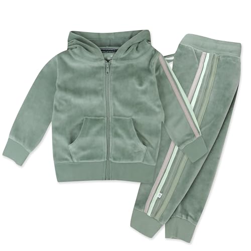 HonestBaby Velour Pullover Hoodie and Zip Front Sweatshirt and Jogger Sweatpants Set Baby, Toddler, Boys, Girls