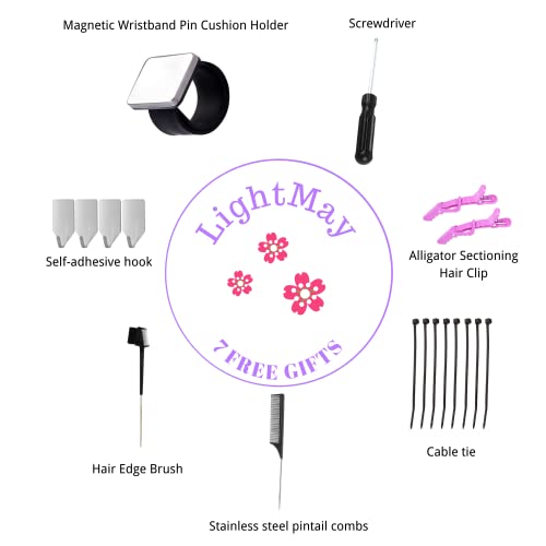 Braiding Hair Rack - Hair Extension Holder With 120 Pegs Multifunction Braiding Hair Holder Time Saving Extension Holder (120 Pegs, Rose Red) #TOP7