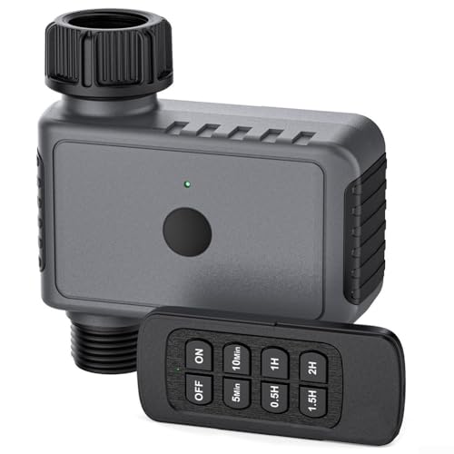 DAZZLEEX Timer intelligente per irrigazione da giardino, regolatore della valvola dell'acqua con telecomando, portata 50 m, impermeabile IP55, 6 modalità di irrigazione per piante da esterno, sistema