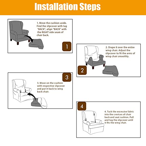 Fuangui 2 Pieces Stretch Wingback Chair Cover Printed Wing Chair Slipcovers With Cushion Cover Spandex Fabric Armchair Sofa Cover Furniture Protector For Living Room Bedroom, 36 #TOP6