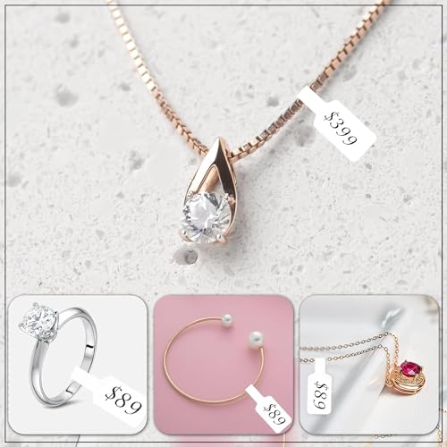 Image of GLUN 1200 Count Jewellery Price Label Stickers, Non-Tear Glossy Dumbbell Tags, 30x12mm Size, Product Price, Informational, Branding and Promotional Labelling