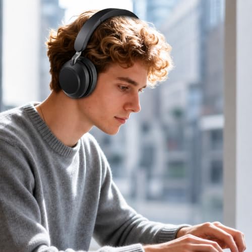 Image of Mizi Replacement Ear Pads Compatible with Jabra Evolve2 65 (65MS /65UC), Evolve2 40 (40MS /40UC USB) & Elite 45h On-Ear Headset, Soft Protein Leather Ear Cushions with High-Density Memory Foam, Black