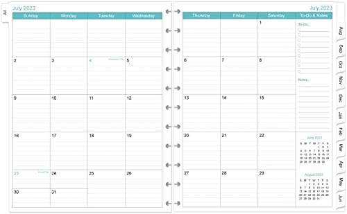 2023-2024 Monthly Planner Refill, 18 Months Refill Planner Runs from July 2023 to December 2024, 11-Disc Discbound Refill Calendar, Two Pages Planner Refills with Tabs, Letter Size, 8.5" x 11", Leaf