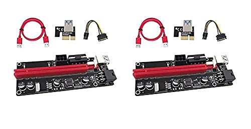 SamMus V009S Latest PCI-E Riser Express Cable 16x to 1x with Indicator Led Graphics Extension ETH Mining Powered Riser Adapter Card for GPU Extender with 60 cm USB 3.0 Cable (Pack of 2)