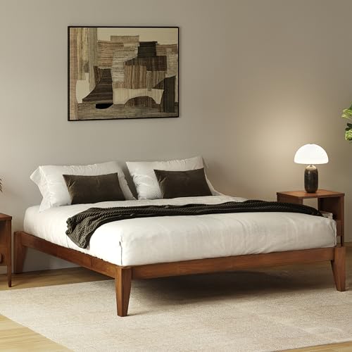 AllForWood Thor Bed Frame Queen - Solid Wood Platform Bed -...