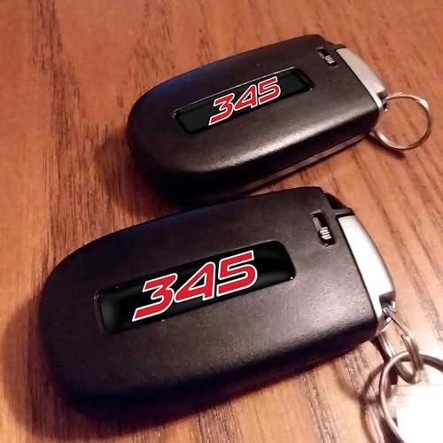 Image of TOOLEPIC for Dodge Challenger Charger Durango and Jeep Grand Cherokee Key fob Badges 2015-2024-Set of 2 - Finest Vehicle Emblems Accessories for 345 Hemi, Ideal for Decoration - Ruby Red