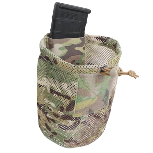 MOLLE Dump Pouch Pistol AR 5.56 Mag Pouch Quick Release Tactical Foldable Mesh Dump Bag MOLLE Compatible (Camo)