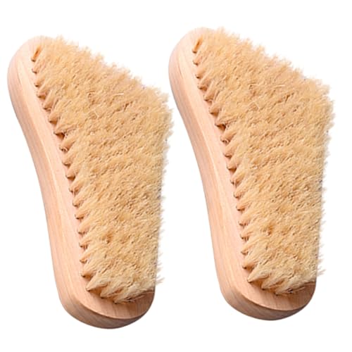 Healeved 2pcs Wooden Shoe Brush Soft Bristle for Leather Cleaning for Shoe Polishing and Boot Cleaning Convenient for Travel and Home Use