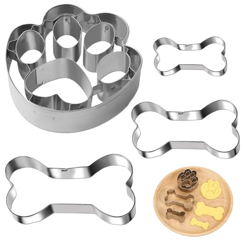 4 pezzi tagliabiscotti acciaio inox impronta cane e osso per biscotti fatti in casa dolci decorazioni feste animali domestici